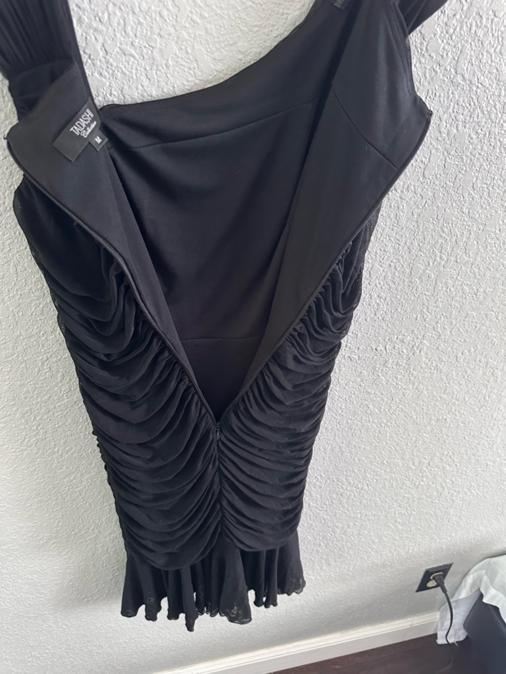 Tadashi Collection Black Ruched Cocktail Dress One Shoulder Jersey Bodycon M - Picture 12 of 14